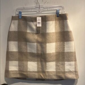 LOFT Cream and Tan A-line Mini Skirt Casual